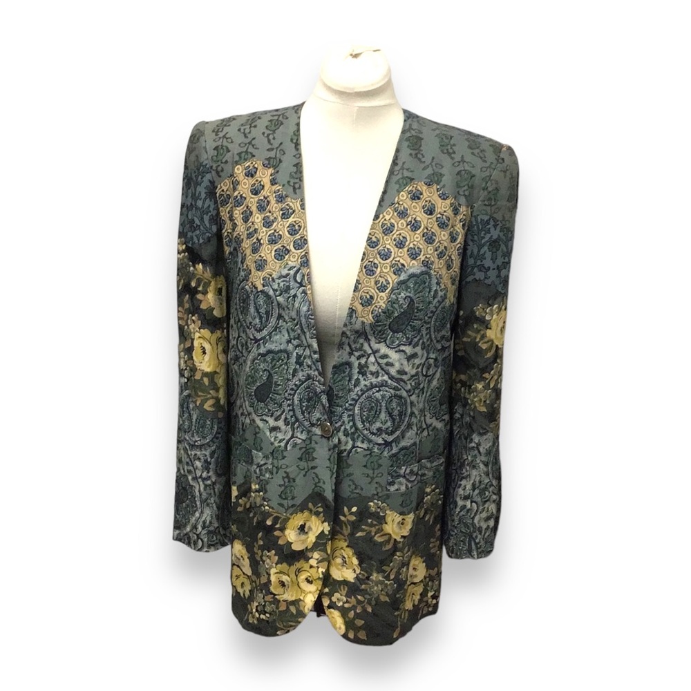 Della Spiga Vintage 80s Women’s Floral & Paisley Color-block Blazer, size 8